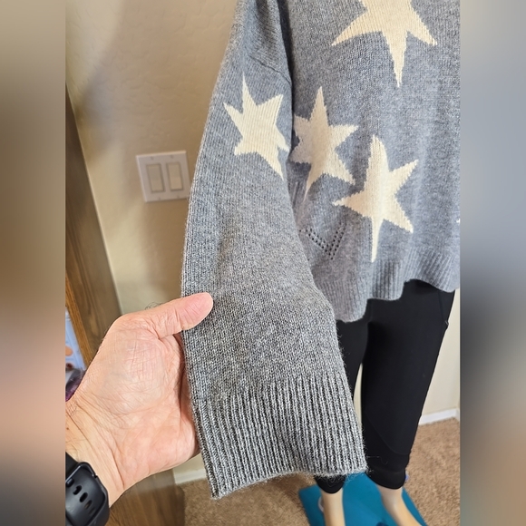 Zadig & Voltaire 100% Cashmere Markus C Star Sweater Grey Size XS Paris France - Picture 4 of 14